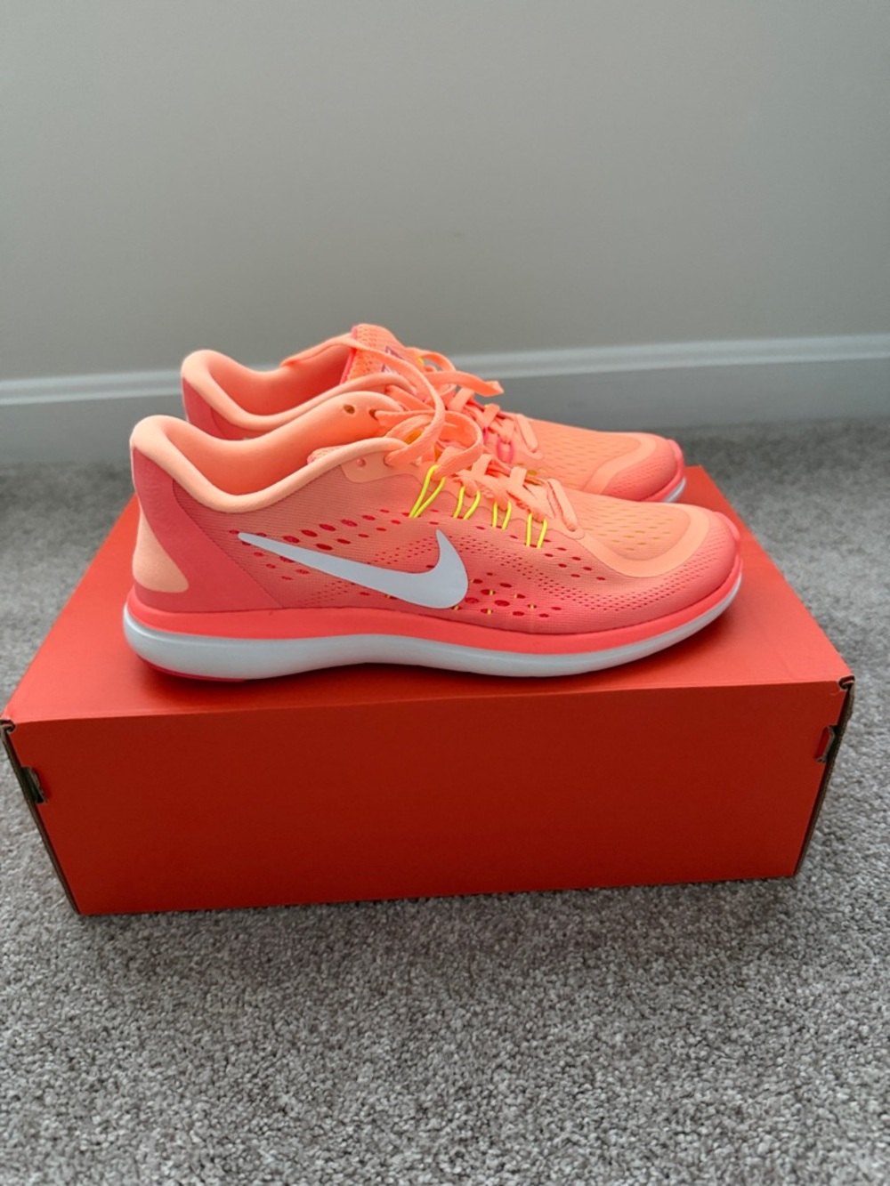 Nike Women's Nike Flex Coral-Orange Athletic Sneakers